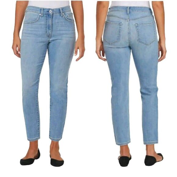 NWT Ella Moss Women's Straight Leg Mid-Rise Ankle Jeans Stretch Light Blue Sz 12 - Picture 1 of 5